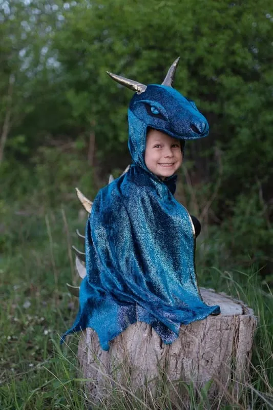 Great Pretenders - Teal and Gold Starry Night Dragon Cape 5-6
