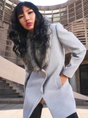 Grey Faux Fur Detailed Overcoat