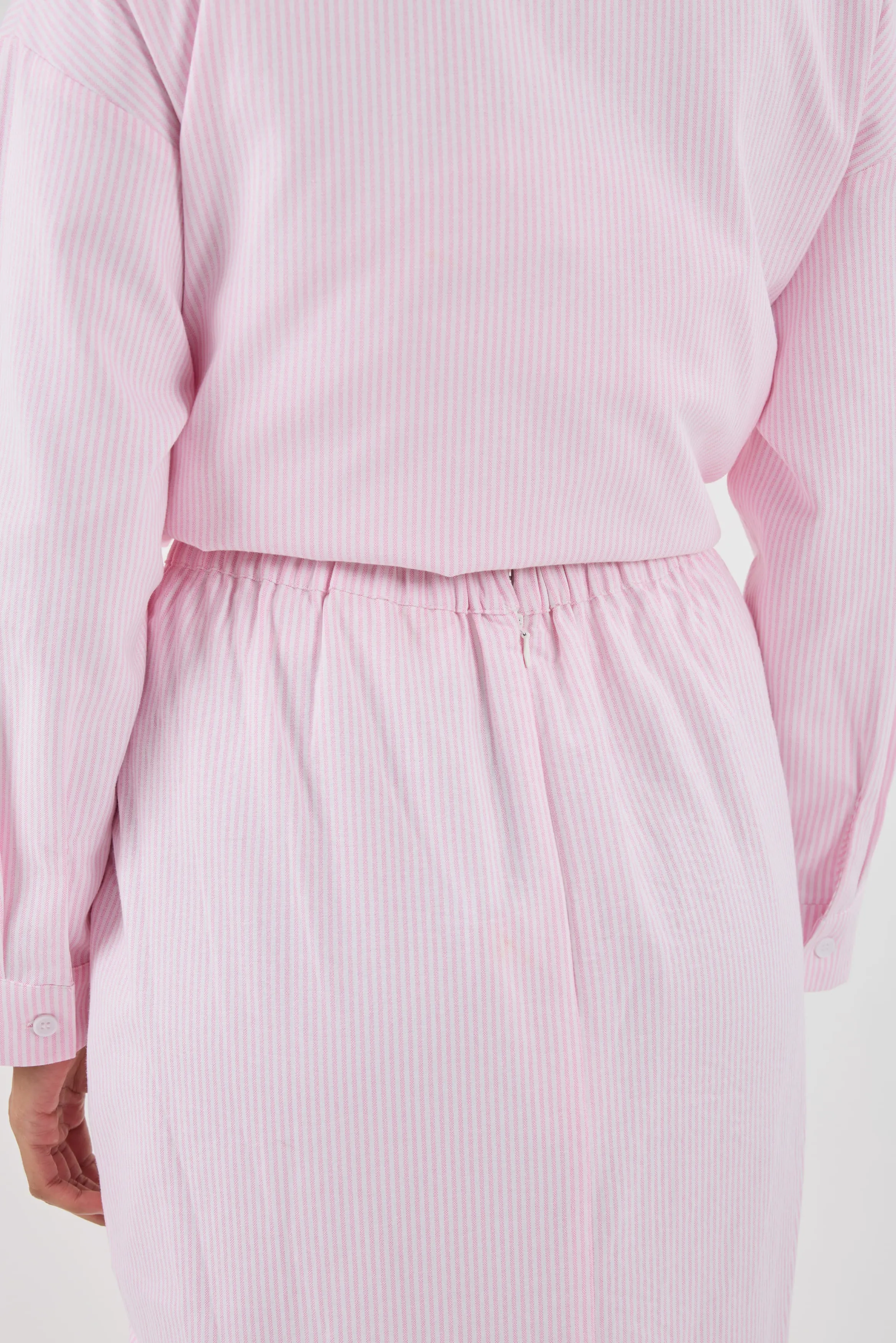 Harmoni Baby Pink Striped Linen Skirt