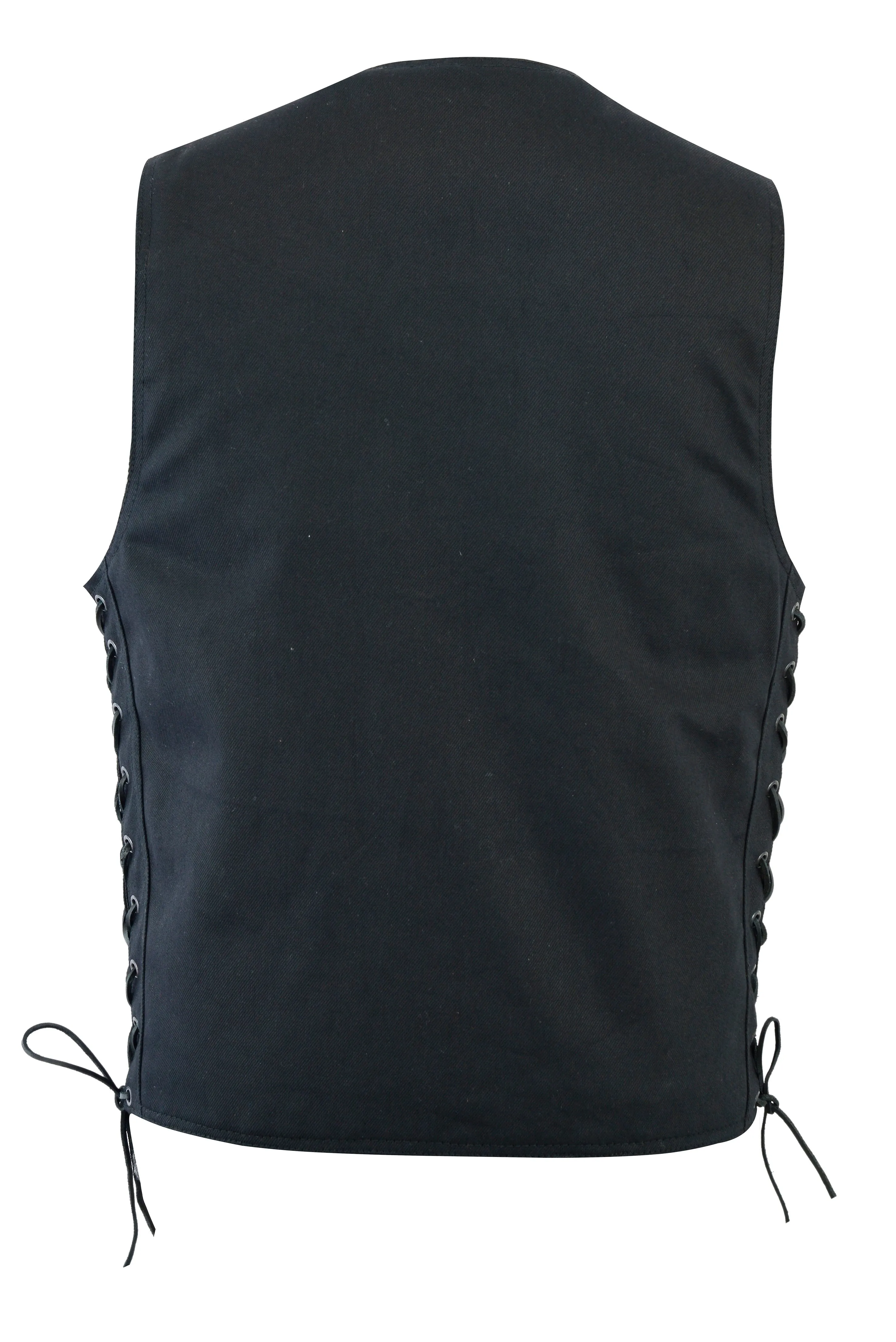 Highway Leather Denim Black Motorcycle Denim Vest Biker Men Gun Pocket # HL21614 Side Lace