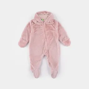 Infant Girls Sherpa Romper Fur-Pink