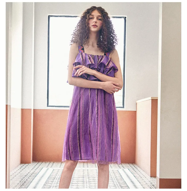JAM PRINCESS STRIPE LACE DRESS WITH FRILL LAYER