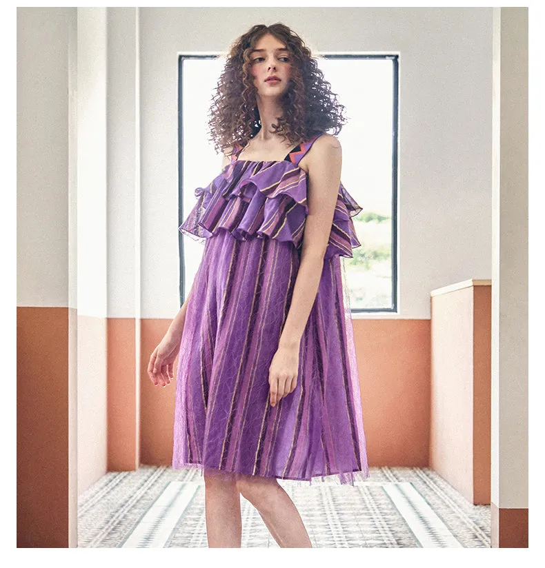 JAM PRINCESS STRIPE LACE DRESS WITH FRILL LAYER