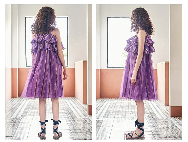 JAM PRINCESS STRIPE LACE DRESS WITH FRILL LAYER