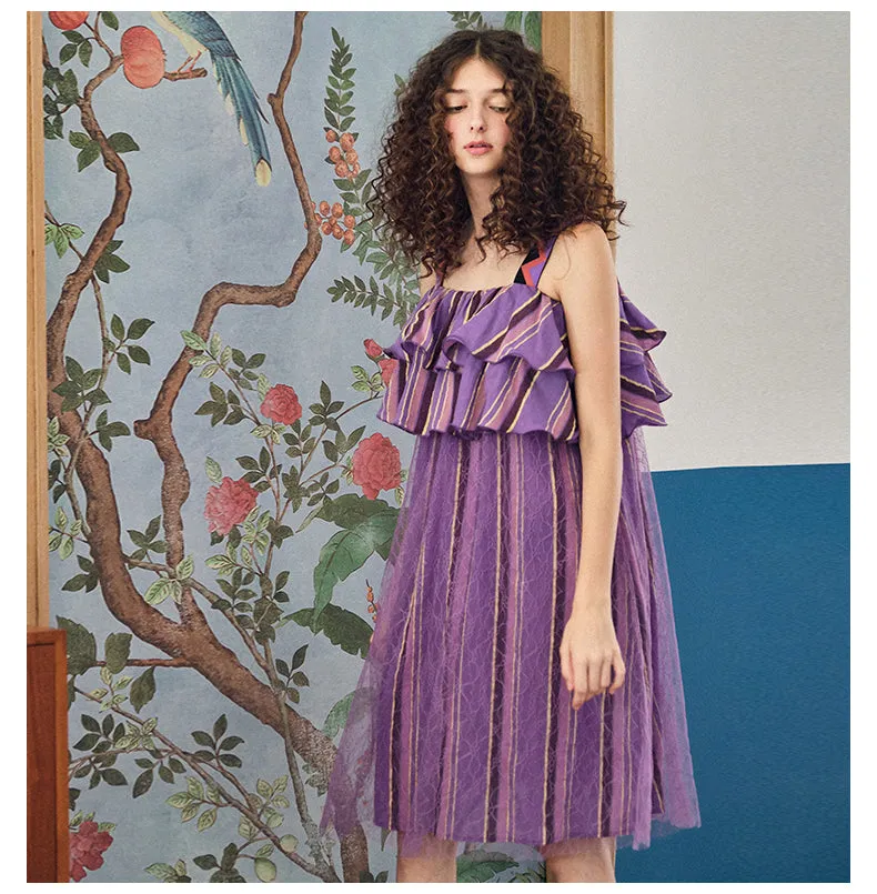 JAM PRINCESS STRIPE LACE DRESS WITH FRILL LAYER