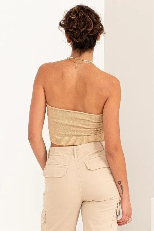 knit crop strapless top