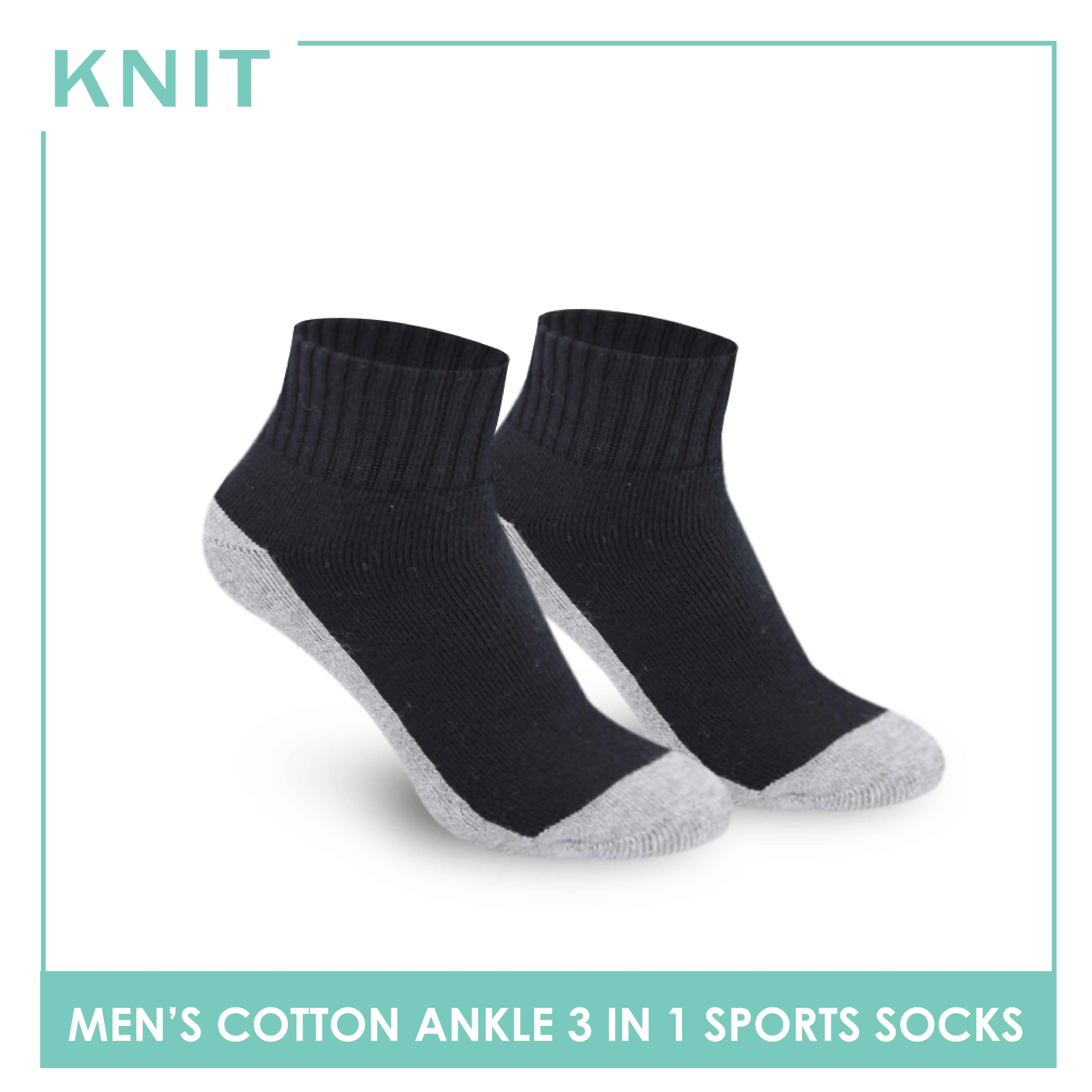 Knit Men’s Cotton Ankle 3-in-1 Thick Sports Socks KMSKG4