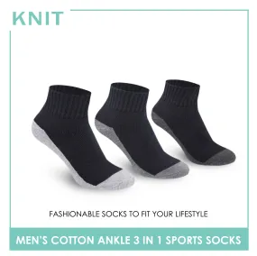 Knit Men’s Cotton Ankle 3-in-1 Thick Sports Socks KMSKG4
