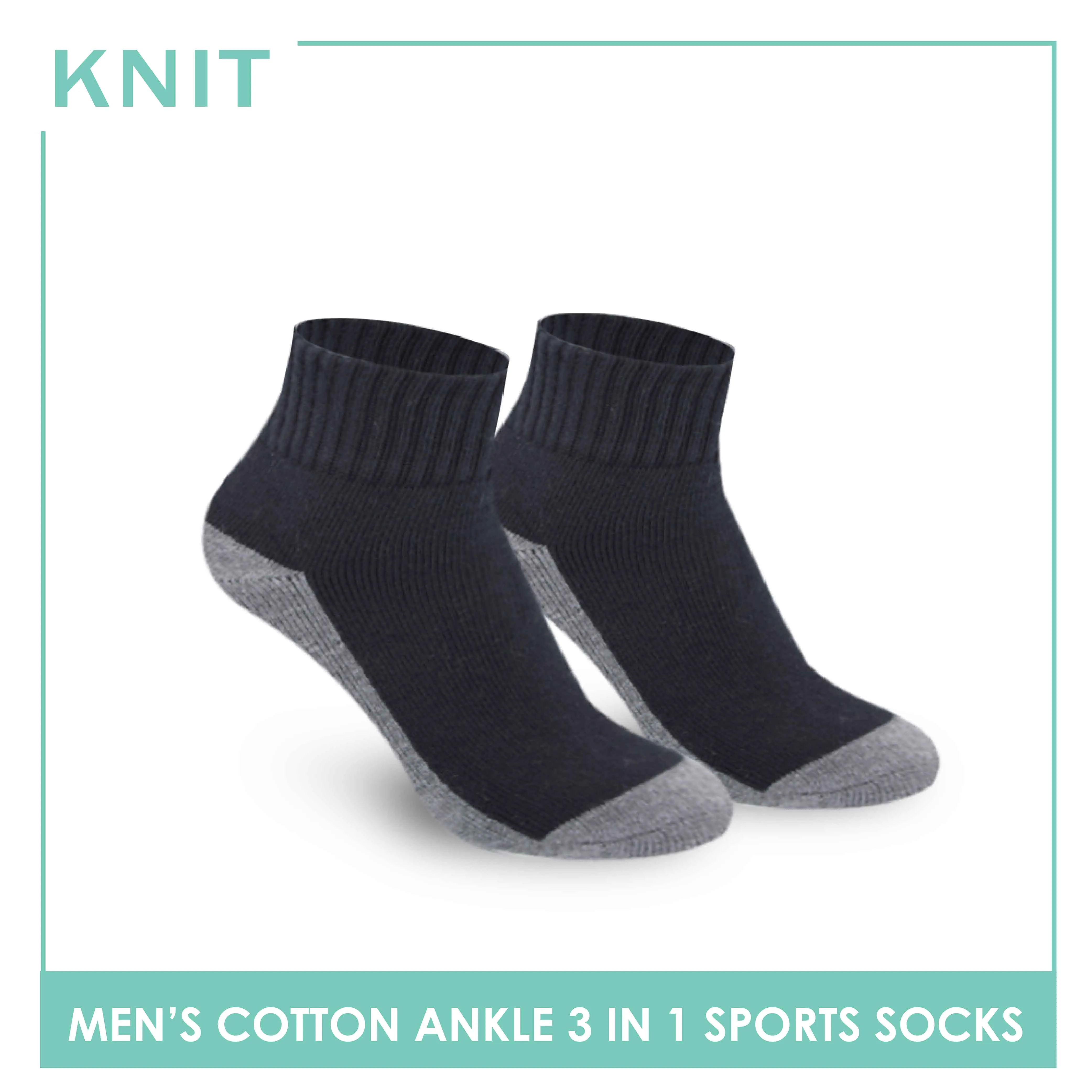 Knit Men’s Cotton Ankle 3-in-1 Thick Sports Socks KMSKG4