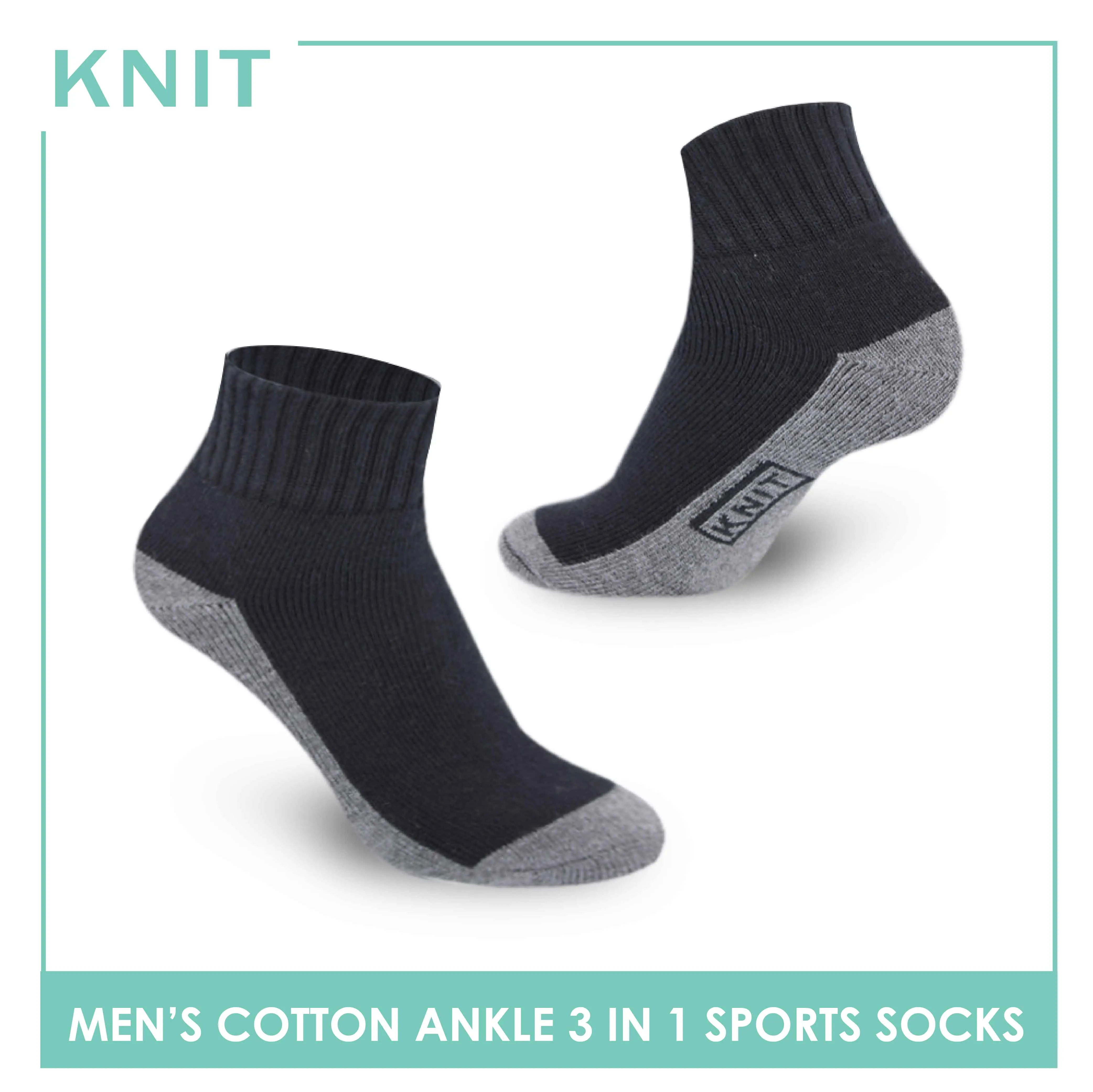 Knit Men’s Cotton Ankle 3-in-1 Thick Sports Socks KMSKG4