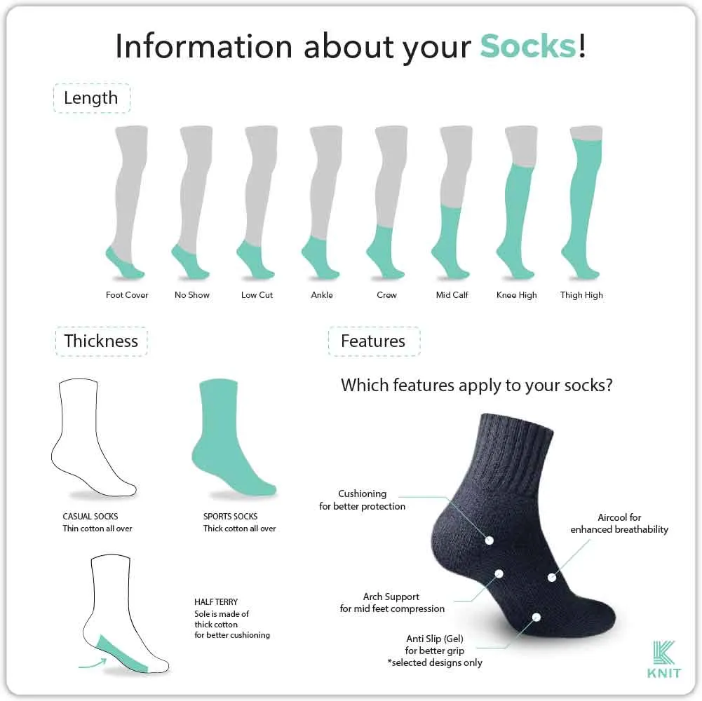 Knit Men’s Cotton Ankle 3-in-1 Thick Sports Socks KMSKG4