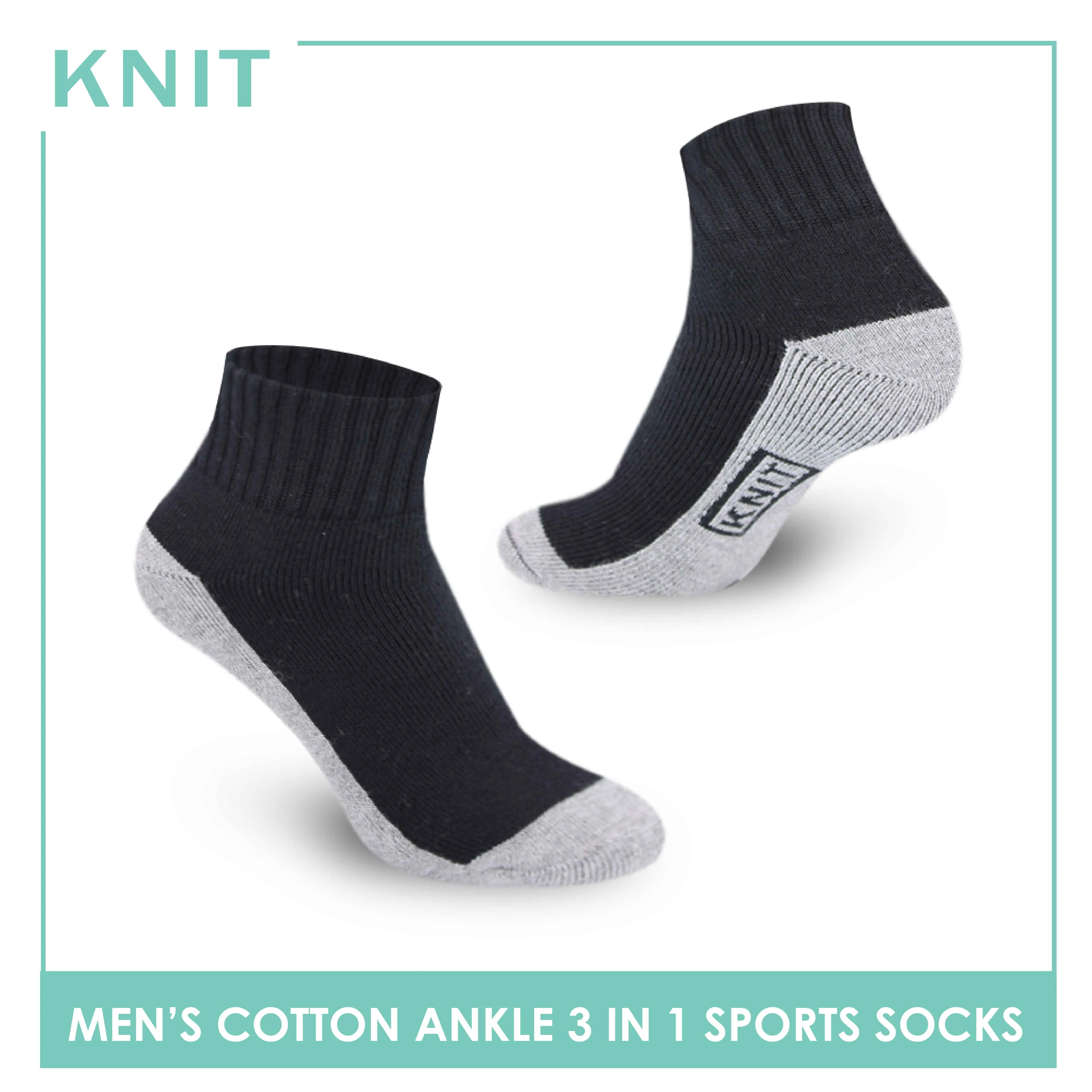 Knit Men’s Cotton Ankle 3-in-1 Thick Sports Socks KMSKG4