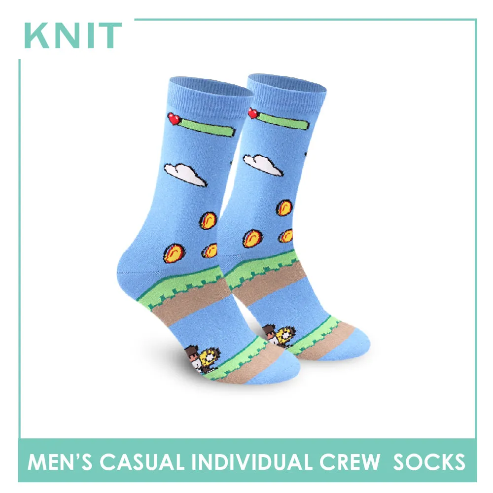 Knit Men's Retro Games Cotton Light Performance Crew Socks 1 Pair KMC2304
