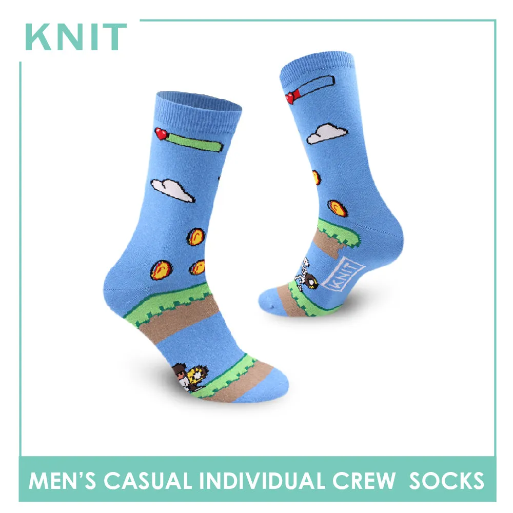 Knit Men's Retro Games Cotton Light Performance Crew Socks 1 Pair KMC2304