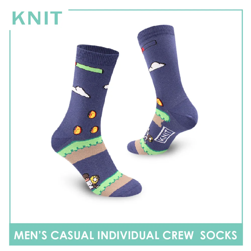 Knit Men's Retro Games Cotton Light Performance Crew Socks 1 Pair KMC2304