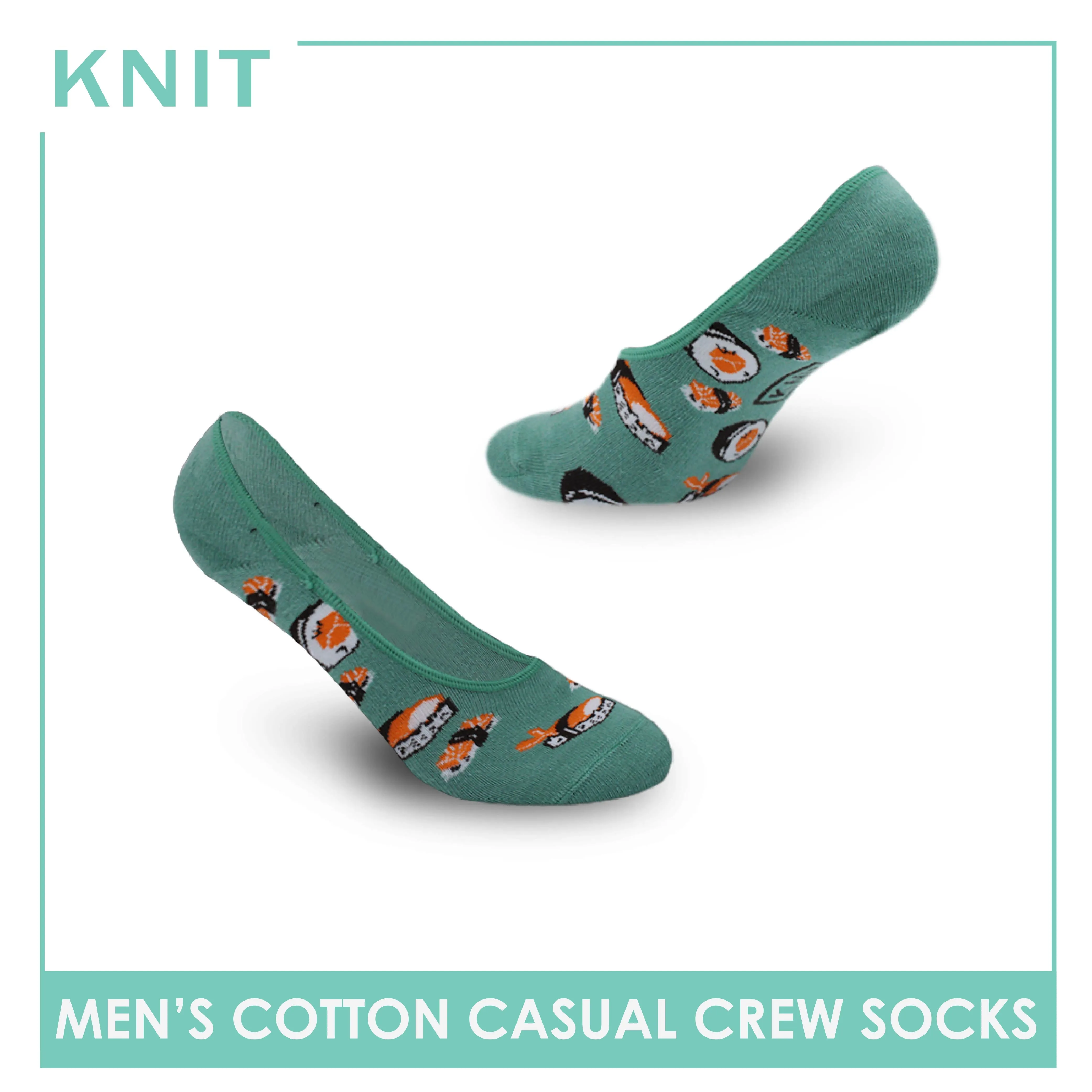 Knit Men's Sushi Cotton Light Performance Foot Cover 1 pair KMCF3401