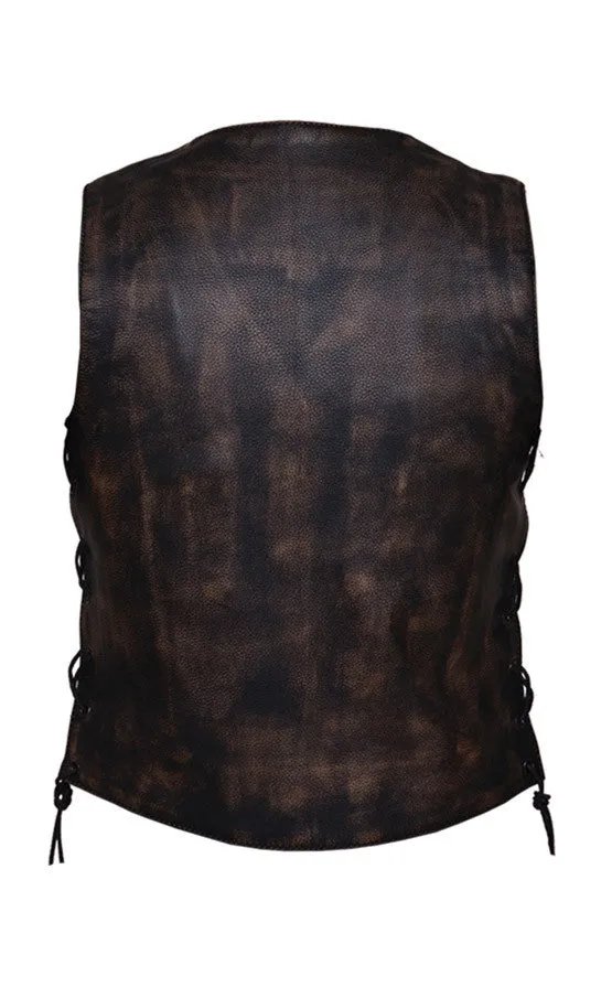 Ladies NEVADA Brown Leather 10 pocket Vest