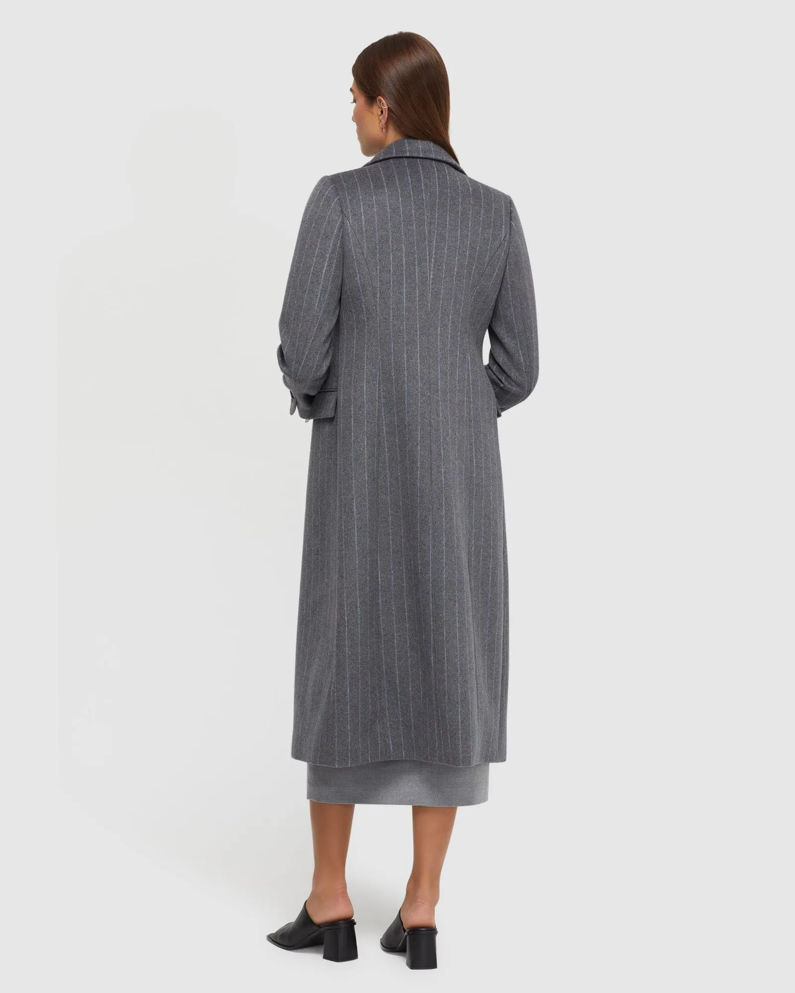 Lilian Pinstripe Wool Rich Overcoat