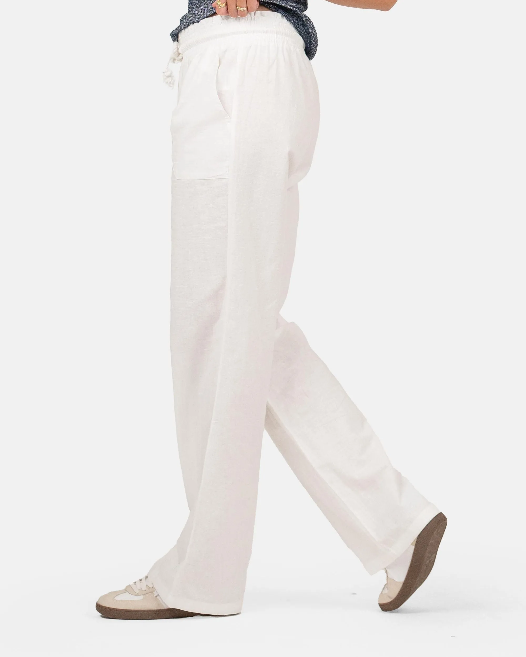 Linen Pants Low-Waisted White