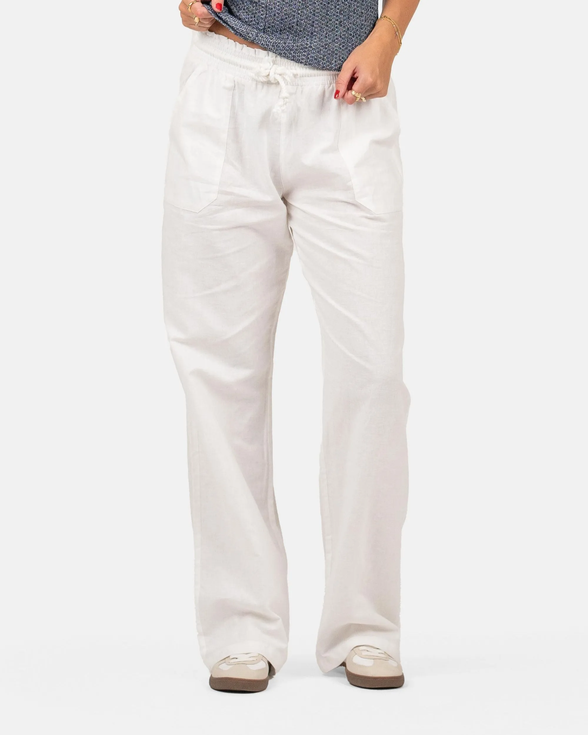 Linen Pants Low-Waisted White