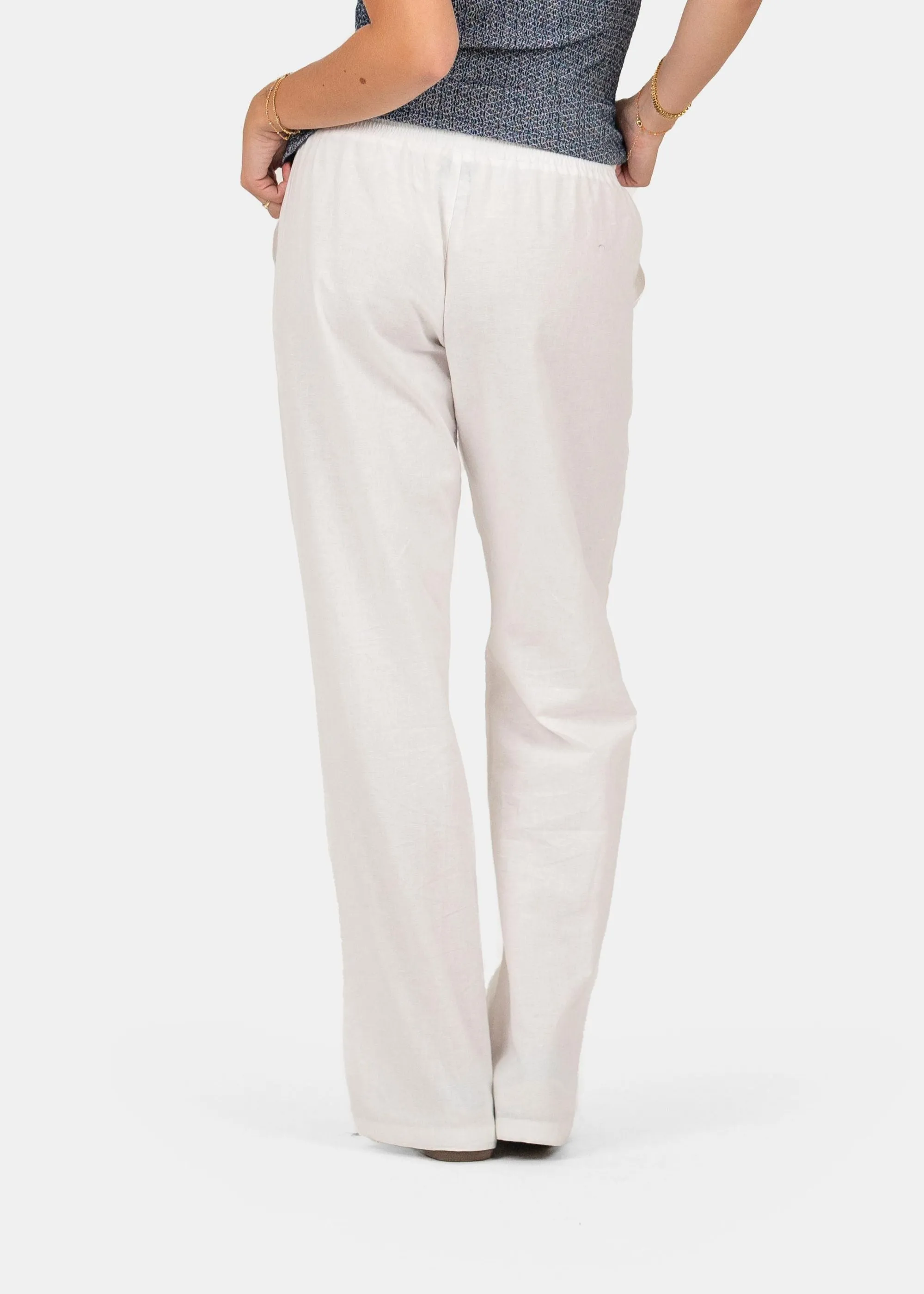 Linen Pants Low-Waisted White