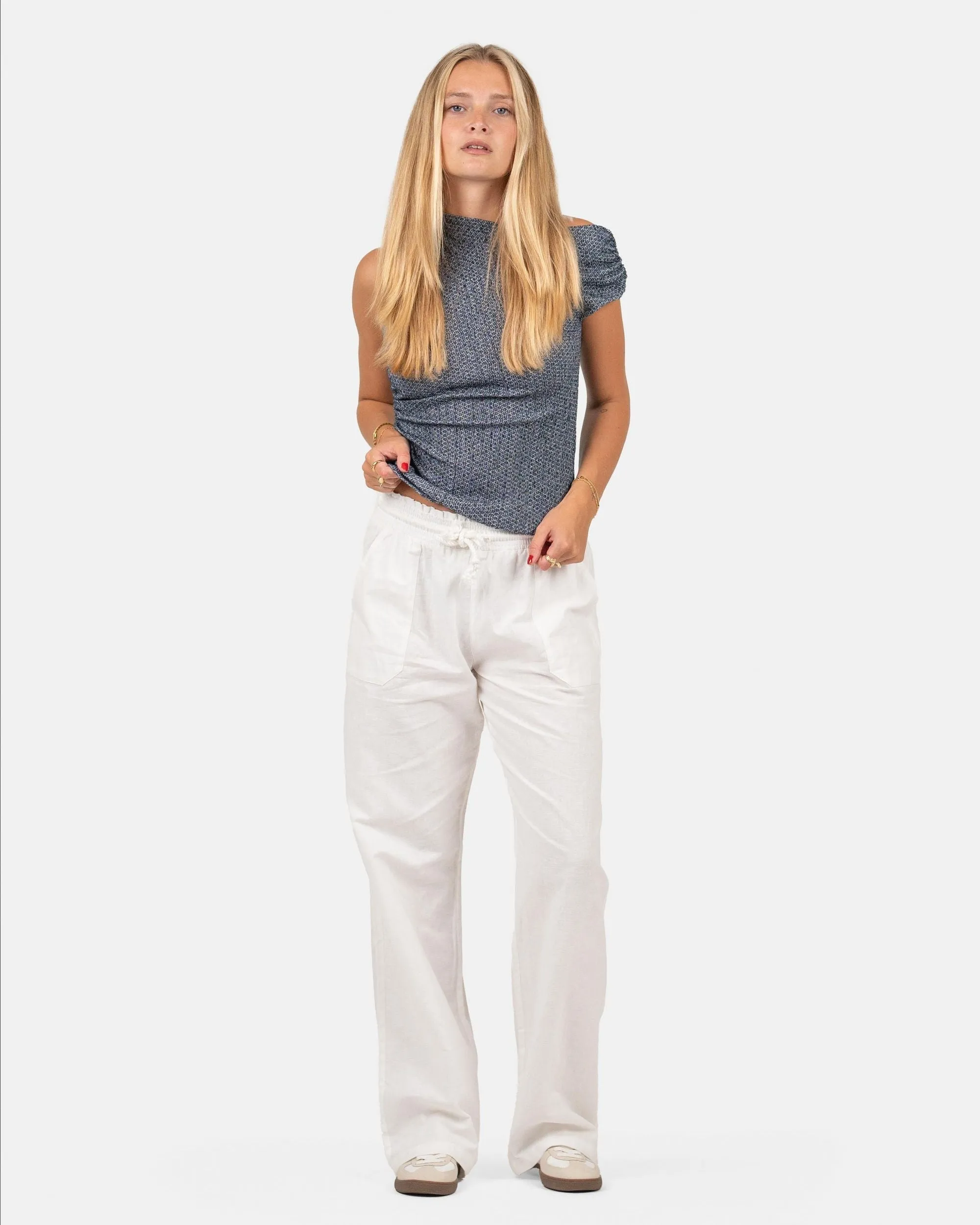 Linen Pants Low-Waisted White
