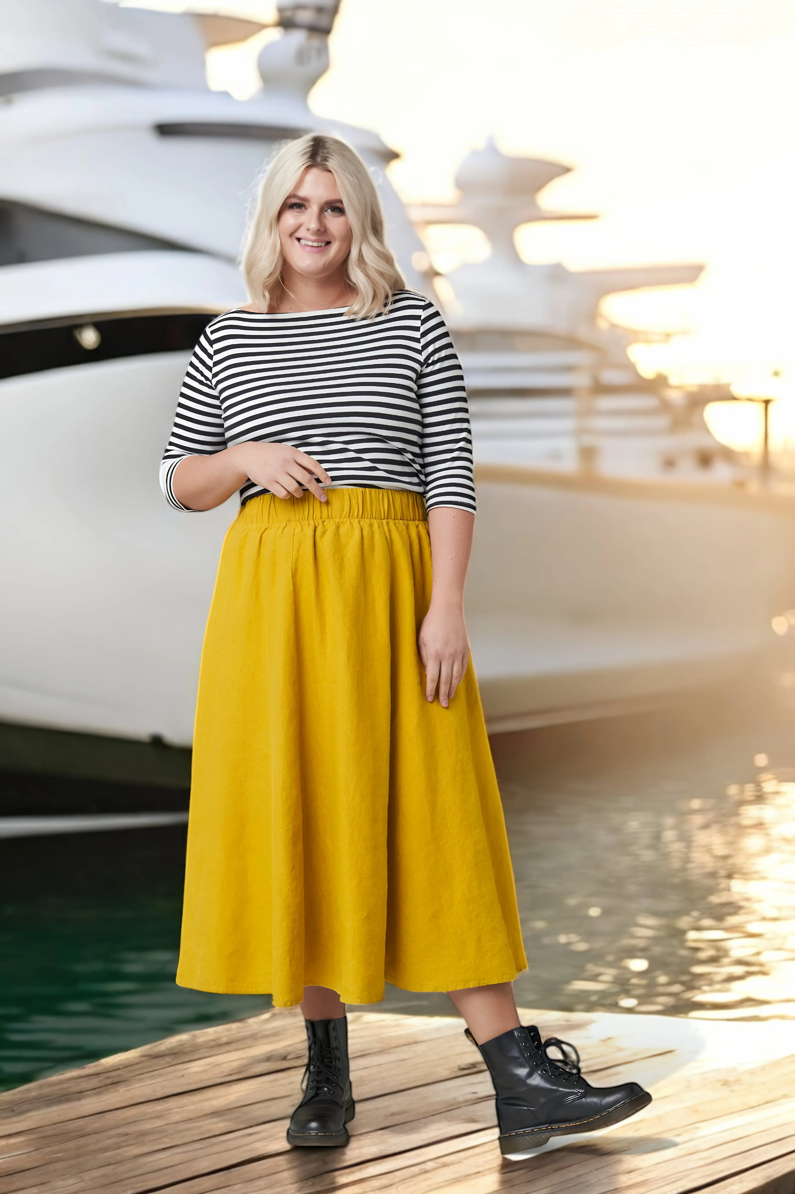Linen skirt with pockets Nova