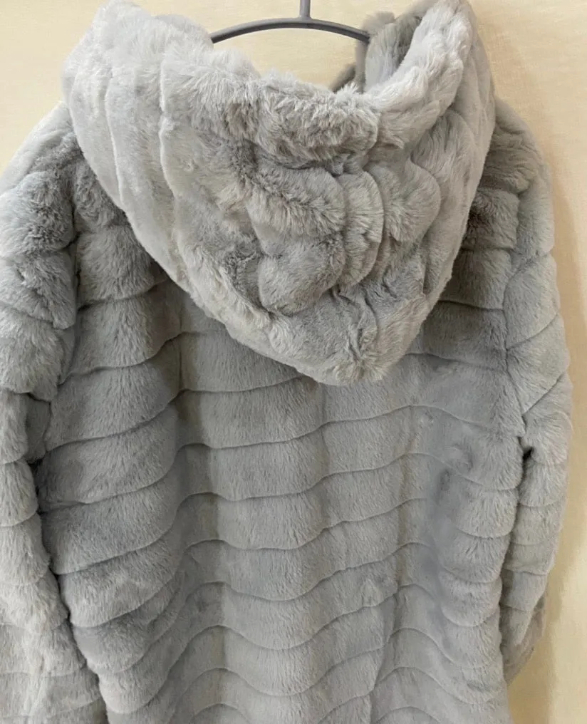 Long Sleeve Fleece Long Jacket W/Hood