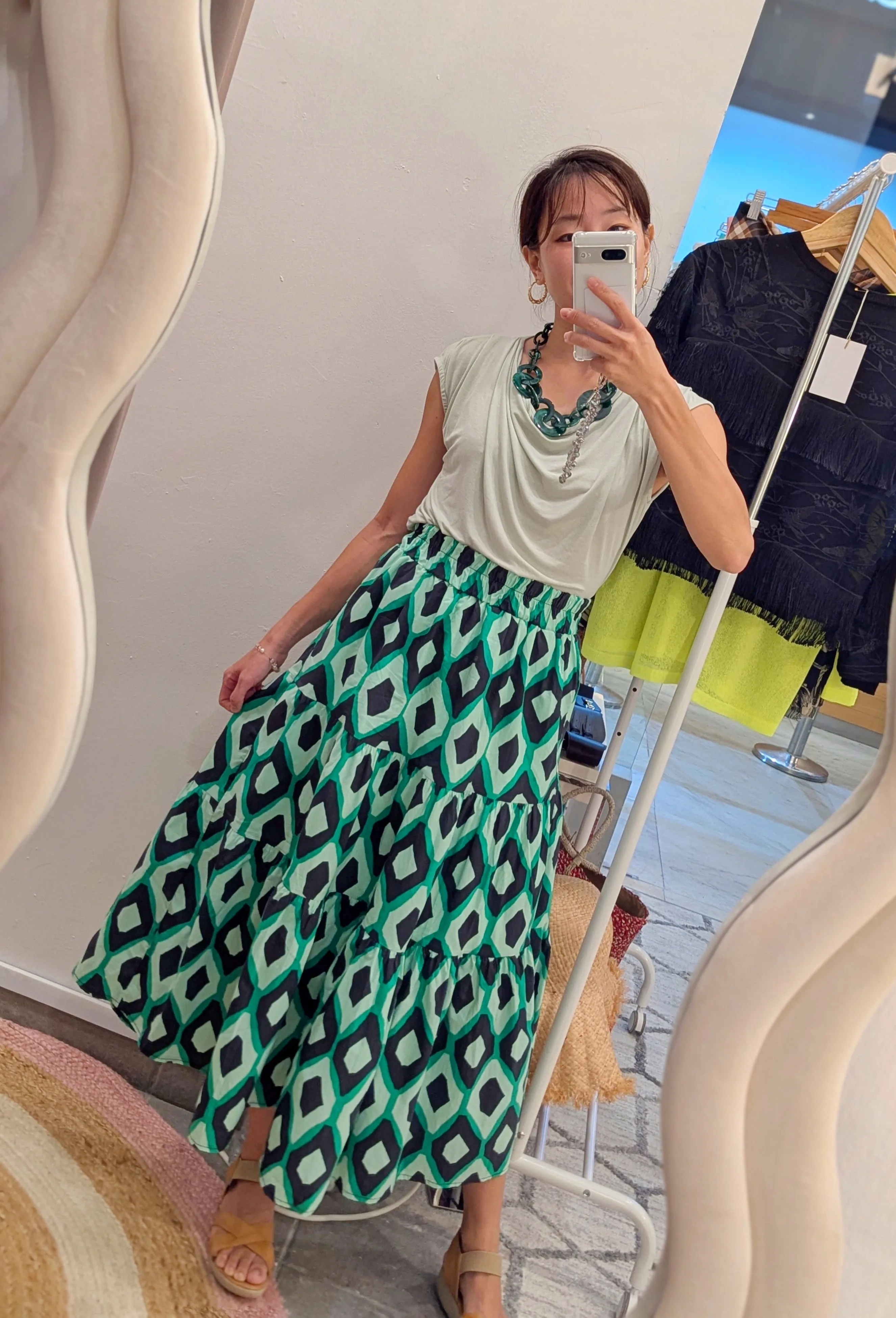 Loud Geometric Banded Cotton Skirt