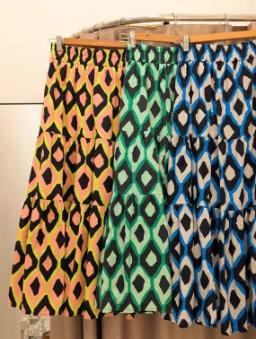 Loud Geometric Banded Cotton Skirt