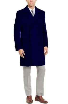 Manhattan 34 Inch Double Breasted Mens Overcoat - Mens Topcoat - Navy Blue - Wholesale Coat - Wholesale Winter Coats