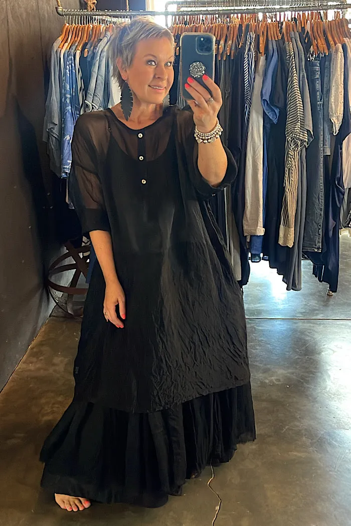 MARTINA DRESS - SILK ORGANZA - BLACK - ONE SIZE