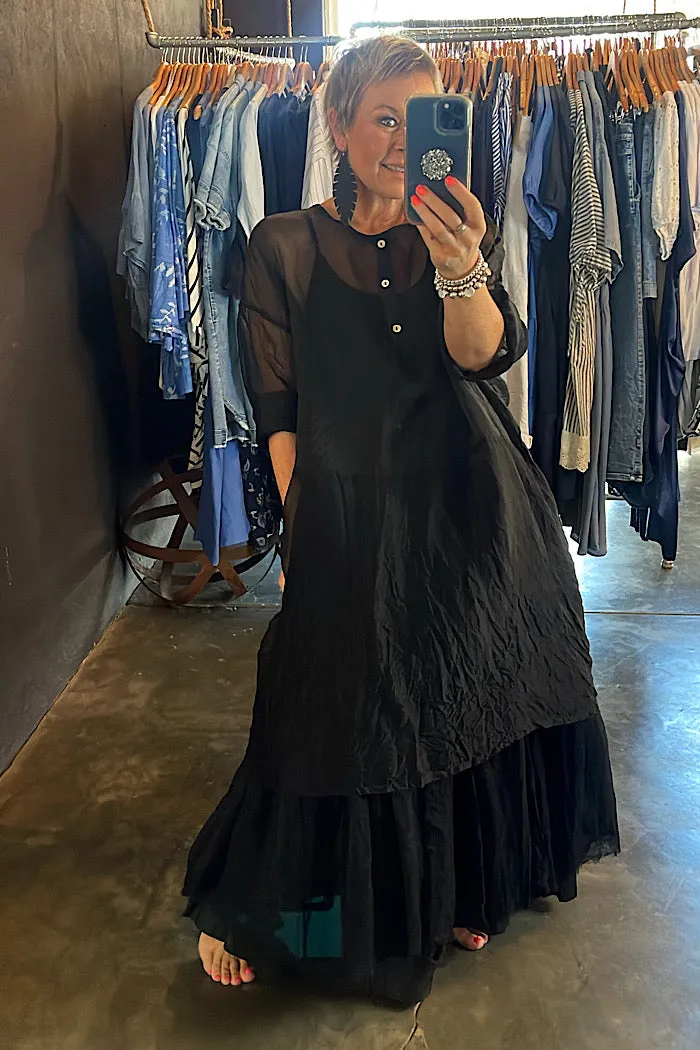 MARTINA DRESS - SILK ORGANZA - BLACK - ONE SIZE