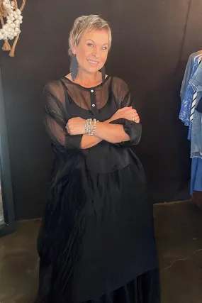 MARTINA DRESS - SILK ORGANZA - BLACK - ONE SIZE