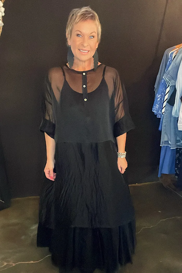 MARTINA DRESS - SILK ORGANZA - BLACK - ONE SIZE