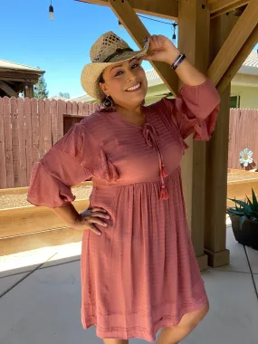 Mauve Babydoll Dress - Women's