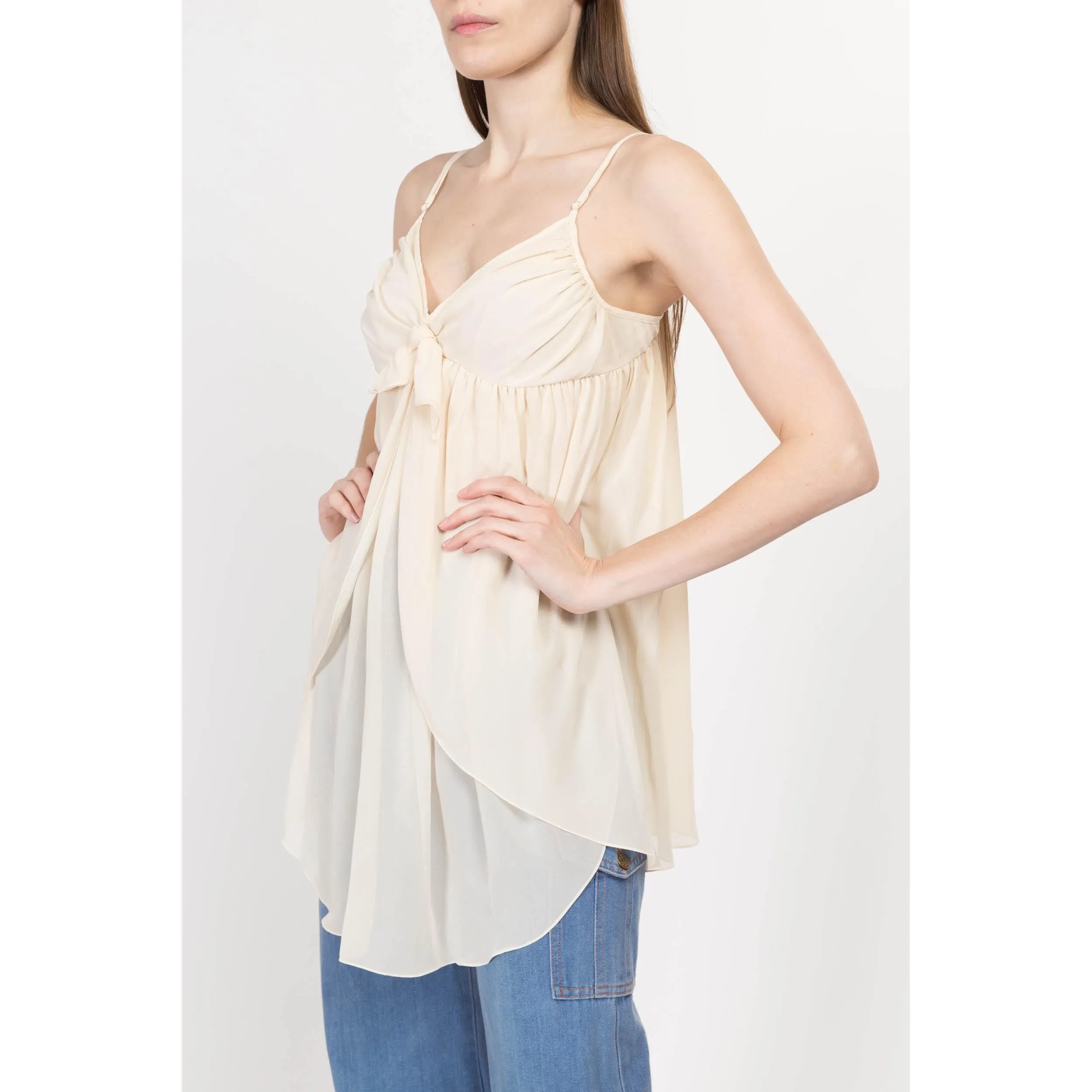 Medium 90s Victoria's Secret Ivory Split Front Babydoll
