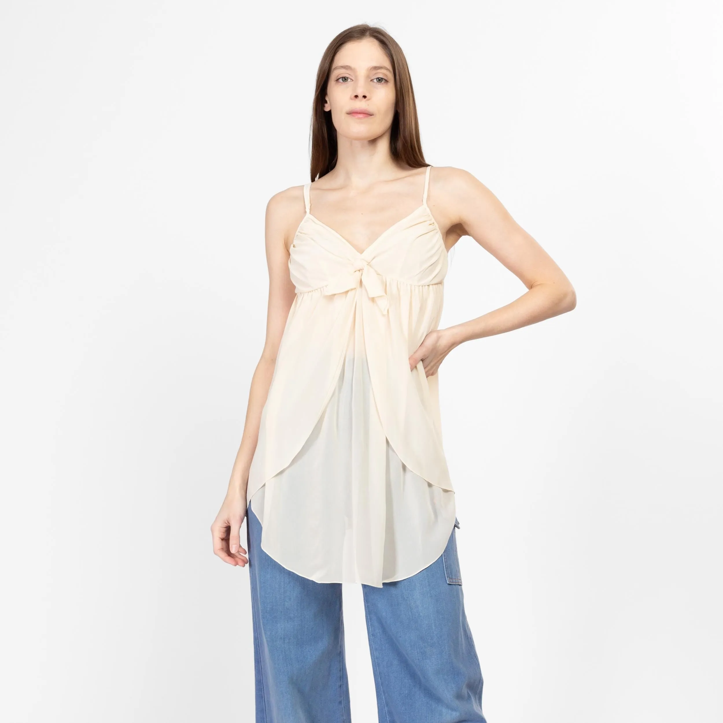 Medium 90s Victoria's Secret Ivory Split Front Babydoll