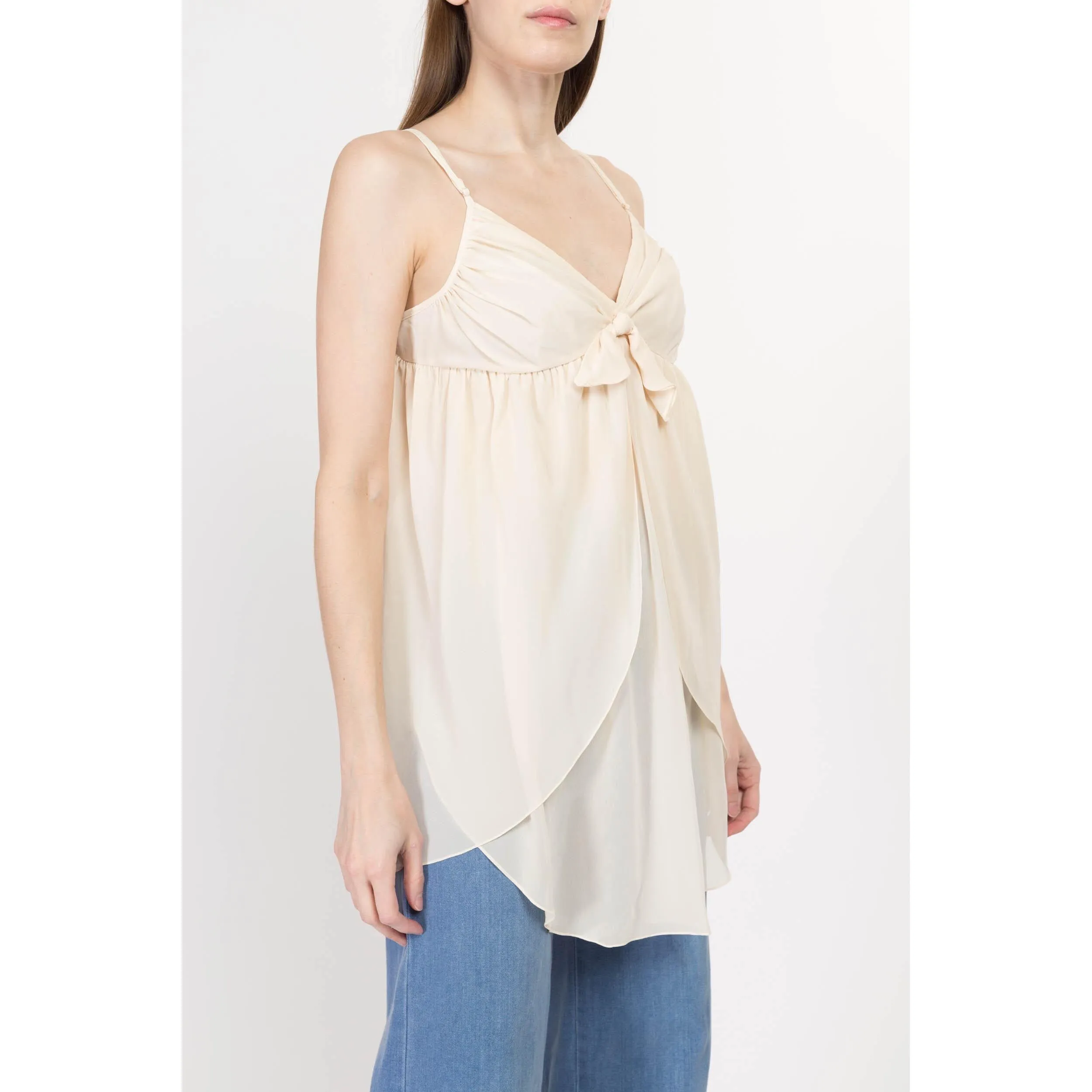 Medium 90s Victoria's Secret Ivory Split Front Babydoll