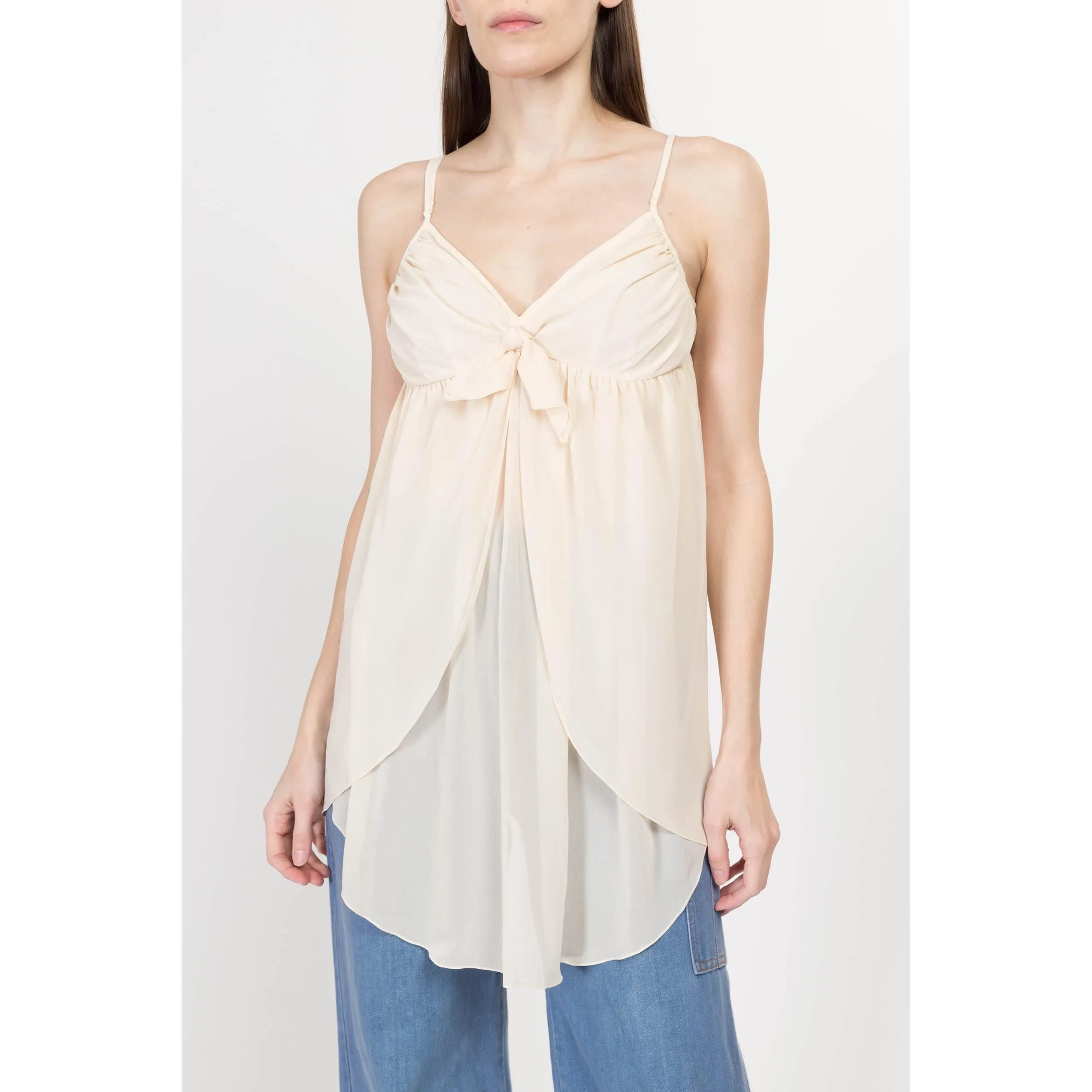 Medium 90s Victoria's Secret Ivory Split Front Babydoll