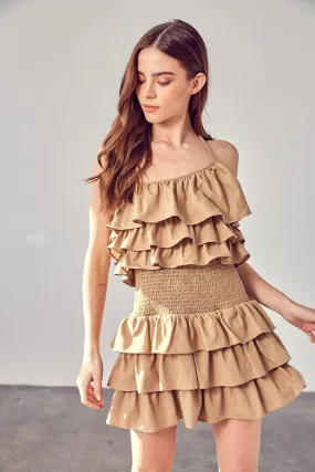 Meet Me in Dubai Smocked Waist Ruffle Romper