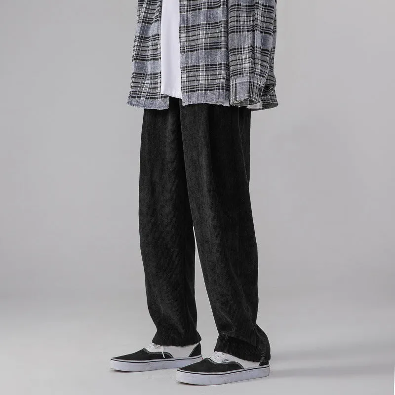 Mens Corduroy Pants Warm-Keeping Pants Loose Student Straight Wide Leg Thickened Casual Pants for Women