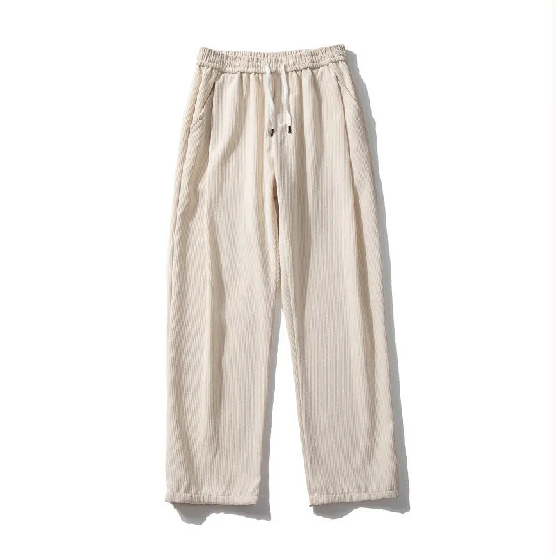Mens Corduroy Pants Warm-Keeping Pants Loose Student Straight Wide Leg Thickened Casual Pants for Women