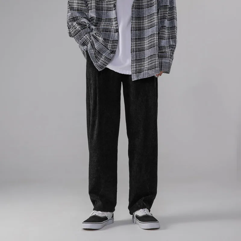 Mens Corduroy Pants Warm-Keeping Pants Loose Student Straight Wide Leg Thickened Casual Pants for Women