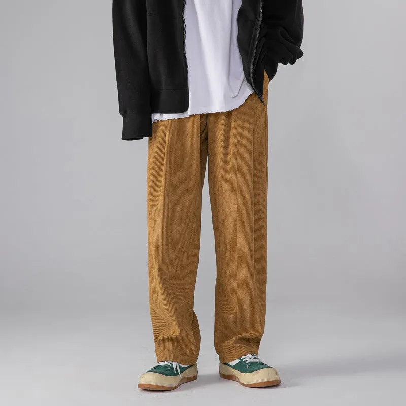 Mens Corduroy Pants Warm-Keeping Pants Loose Student Straight Wide Leg Thickened Casual Pants for Women