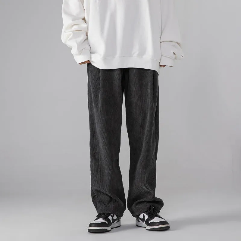 Mens Corduroy Pants Warm-Keeping Pants Loose Student Straight Wide Leg Thickened Casual Pants for Women