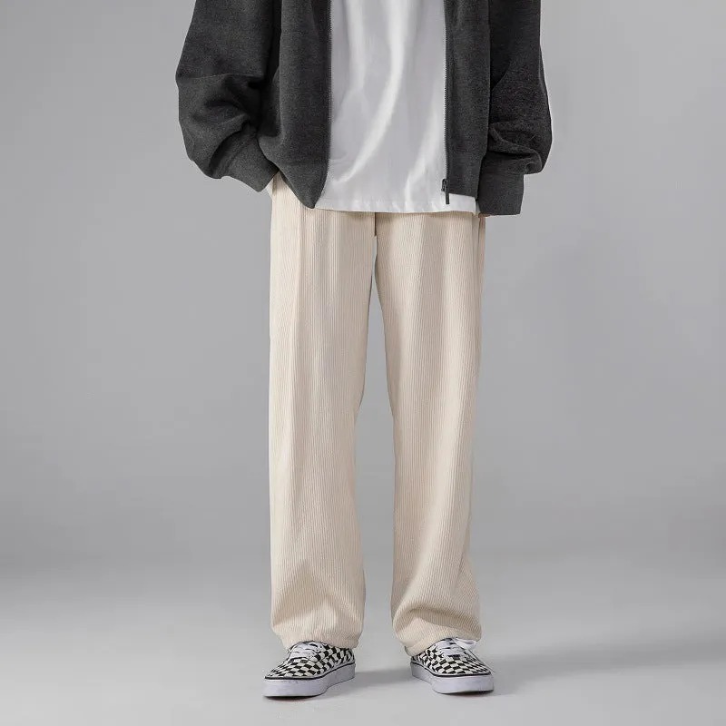 Mens Corduroy Pants Warm-Keeping Pants Loose Student Straight Wide Leg Thickened Casual Pants for Women