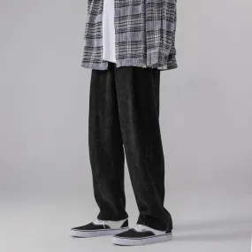 Mens Corduroy Pants Warm-Keeping Pants Loose Student Straight Wide Leg Thickened Casual Pants for Women