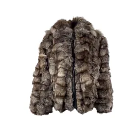 Men's Crystal Fox Section Bomber Jacket with Fox Collar Style # Z -7361