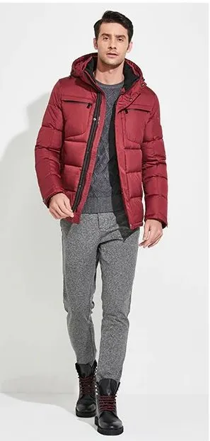 Men's Winter Warm Waterproof Hooded Down Jacket